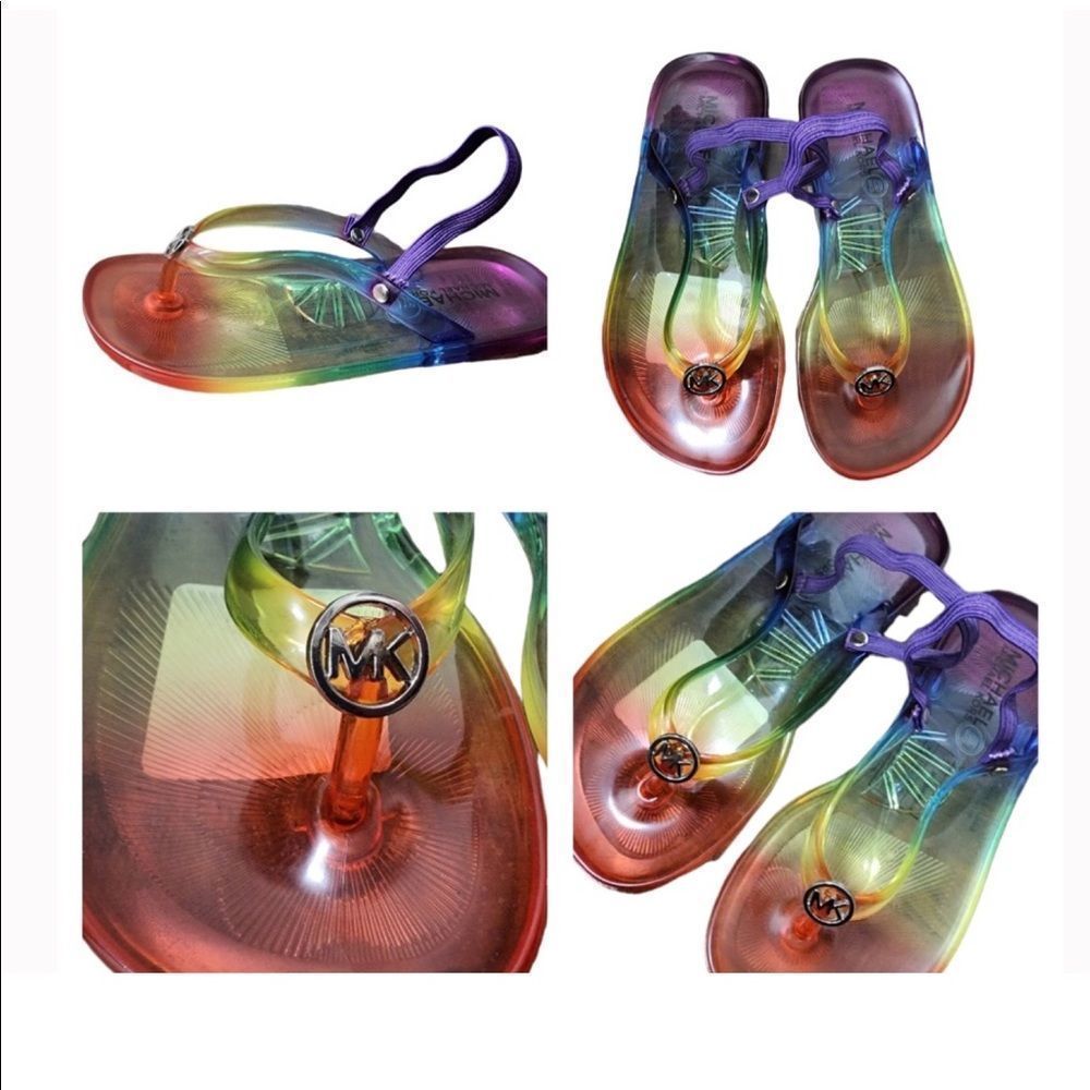 🌈 NWT, Girls Michael Kors Rainbow Jelly Sandals, Toddler 5 🌈 - Picture 2 of 3